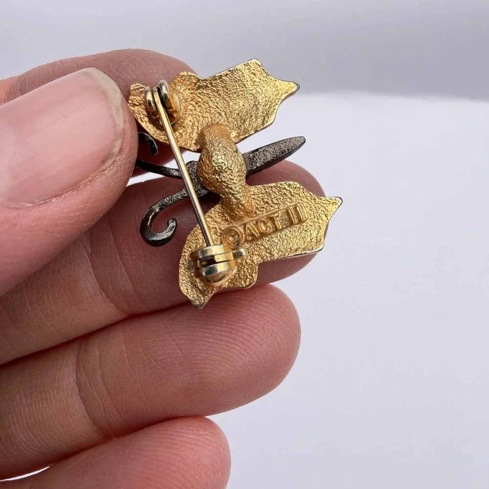 Act II Butterfly Brooch Gold Tone VTG Art Deco Lapel Pin Costume Jewelry Nature